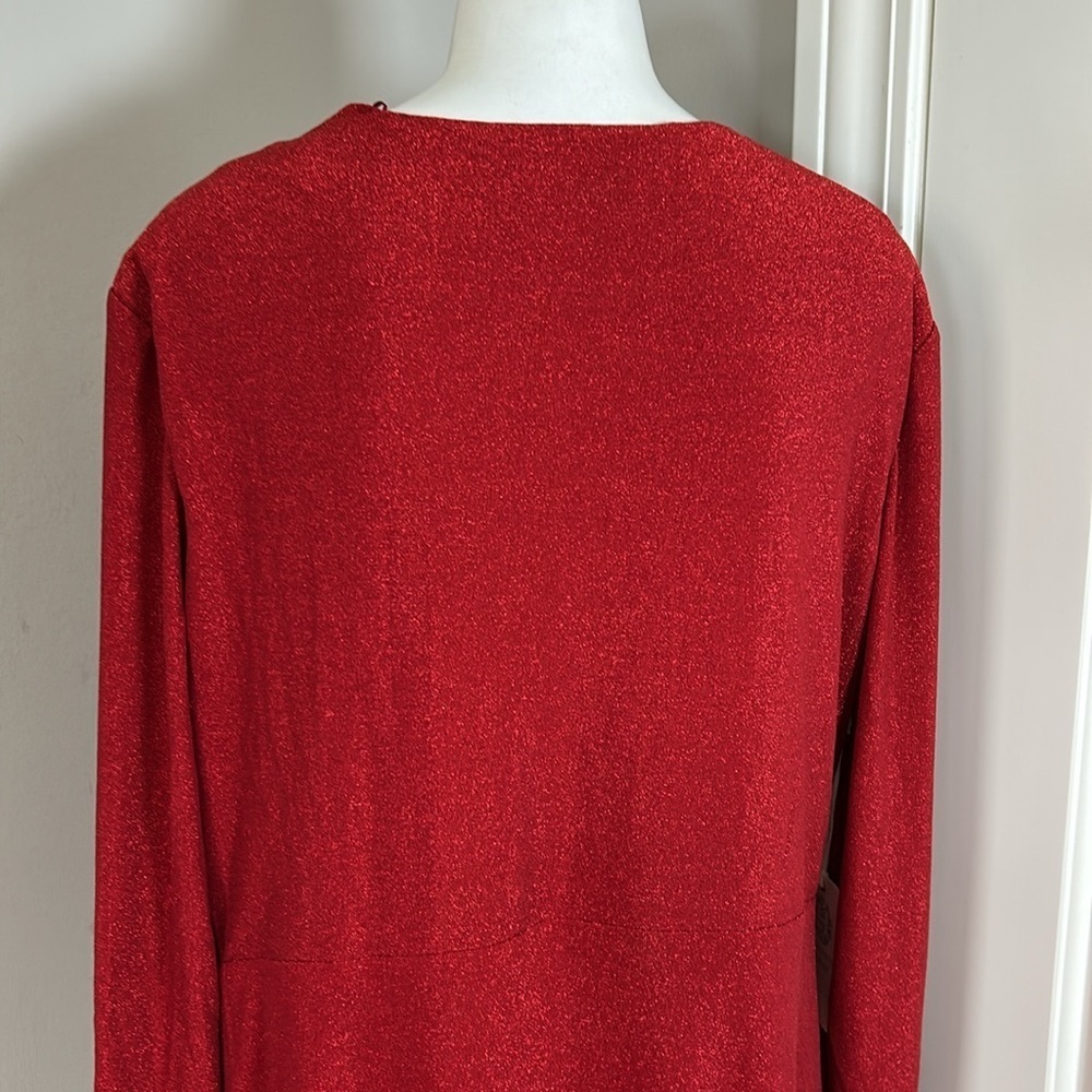 Tuckernuck Hyacinth House Angelina Gown Red Shimmer V Neck Dress Sz XXL NEW - Picture 10 of 14